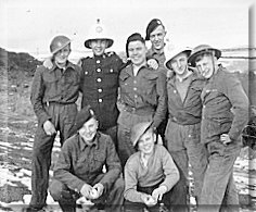 A Motley Group mostly 90 squad - 1945) (Back l - r) David Rand, Chris Taylor, Alfie Mayer, 'Lofty' Clark, ????, 'Pincher' Martin. (Front)  ???? and 'Tusky' Hall.
