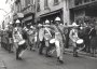 Ships Bands didn't always have the luxury of a Drum Major! As you can see the Bandmaster leading his troops. Not sure where? Someone will know.