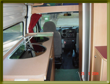 Looking into the cockpit from the living cabin 